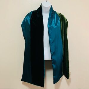 Coldwater Creek Teal Green Velvet Color Blocked Scarf
